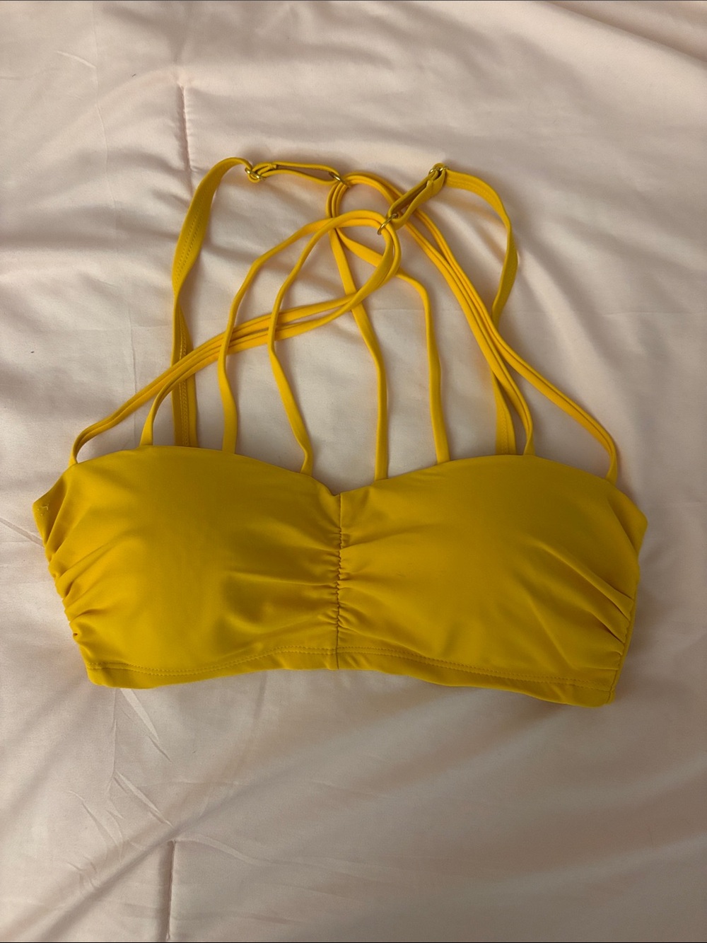 New York & Company Yellow Strappy Bandeau Bikini Top